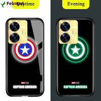 สำหรับ Realme C55เซลล์เคสโทรศัพท์ส่องสว่างเรืองแสงในที่มืดมหัศจรรย์เคสโทรศัพท์สำหรับเด็กผู้ชายซูเปอร์ฮีโร่สำหรับผู้ชายโลโก้เคสมันวาวสไปเดอร์แมนไอรอนแมนกระจกเทมเปอร์ธอร์เคสฝาหลัง