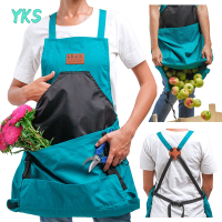 ?【Lowest price】YKS ผ้ากันเปื้อนทำสวนพร้อมกระเป๋ากันน้ำผ้าอ๊อกซ์ฟอร์ดกระเป๋าทรงลึกเก็บผลไม้เครื่องมือทำงานสำหรับการเก็บเกี่ยว