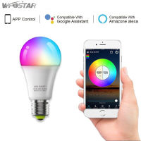หลอดไฟ LED อัจฉริยะหลอดไฟ9W เปลี่ยนสีแสง Wifi E27 RGB หลอดไฟควบคุมเสียงทำงานร่วมกับหรี่แสงได้รองรับ Alexa Tuya Smart Life