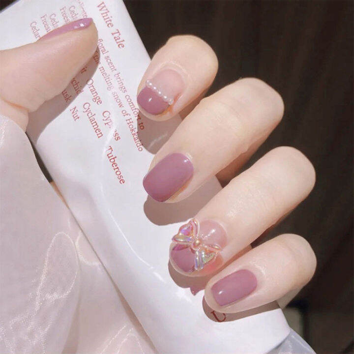 csndices-ใหม่สวม-rhinestone-เล็บแพทช์ปลอมเล็บสำเร็จรูป-french-short-nail-sticker