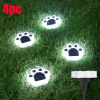 4pcs Waterproof LED Solar Bear Paw Ground Light Outdoor Street Light Garden Wall Lamp Path Decoration Lighting Footprint Light