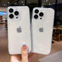 เคสโทรศัพท์โปร่งใสพื้นที่เหมาะสำหรับ14PRO Apple แพคเกจเต็มรูปแบบแม่นยำหลุม8P ป้องกันการตกเคส TPU Dingsheng