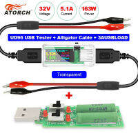 U96 USB Tester DC ดิจิตอลโวลต์มิเตอร์แอมแปร์เมธนาคารอำนาจชาร์จตัวบ่งชี้แรงดันไฟฟ้าปัจจุบัน Meter ตรวจจับโหลดจระเข้