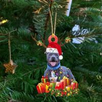 Christmas Pendant Wooden Dog Drop Ornament Christmas Tree Puppy Pendant Room Decoration New Year Festive Party Supplies