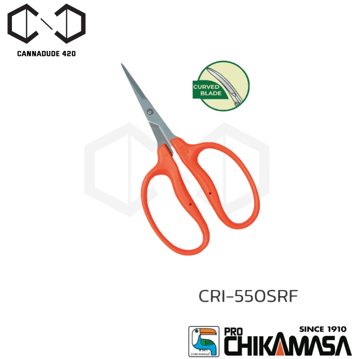 กรรไกร กรรไกรทริม Chikamasa Scissors Cri-550SRF – Straight FLUORINE Coating Hand made by made in Japan กรรไกรทริมช่อ กรรไกรตัดดอกไม้ กรรไกรทริมดอกไม้ cri550srf ปลายโค้ง
