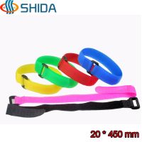 20pcs 20*450MM Nylon Cable Ties Reusable Wire Organizer Strap Hook Loop Fastener Tape with Plastic Buckle for PC Wire Management Cable Management