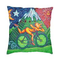 Bicycle Day Albert Hoffman LSD Sofa Cushion Cover Acid Blotter Party Velvet Modern Pillow Case Home Decoration Salon Pillowcover Cushion Cover