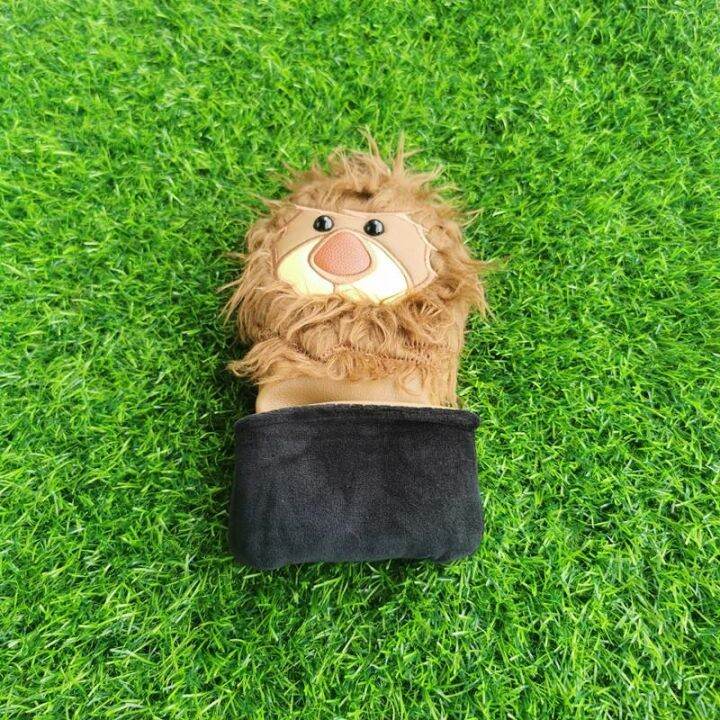 ๑-new-style-golf-club-head-cover-protective-cover-pu-leather-cartoon-lion-golf-club-cover