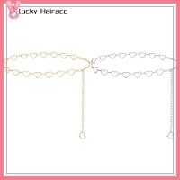 LUCKY HAIRACC การตกแต่งหัวใจ เข็มขัดโซ่สำหรับผู้หญิง ทอง/เงิน ปรับได้ปรับได้ เข็มขัดคาดเอวตกแต่ง แฟชั่นสำหรับผู้หญิง เข็มขัดโซ่เอวโลหะ สำหรับชุด/กางเกงยีนส์/ เสื้อกันหนาว