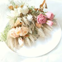 【DT】 hot  Fake Artificial Flower Wedding Roasted Rose Dried Flower Manufacturer INS Fenghua Home Wedding Party Desk Garden Home Decoration