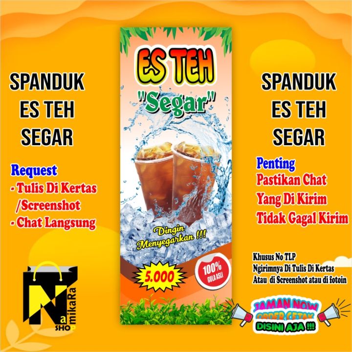 Spanduk Banner Es Teh Manis Es Teh Jumbo Ukuran 160x60 Cm Banner Minuman Teh Manis Bisa 7440