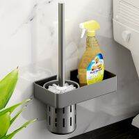 ฮูดดี้☜③Bathroom Toilet Brush Shelf Home No Dead Angle To Wash The Toilet Clean Artifact ชุดติดผนัง Crouch Hole Brush