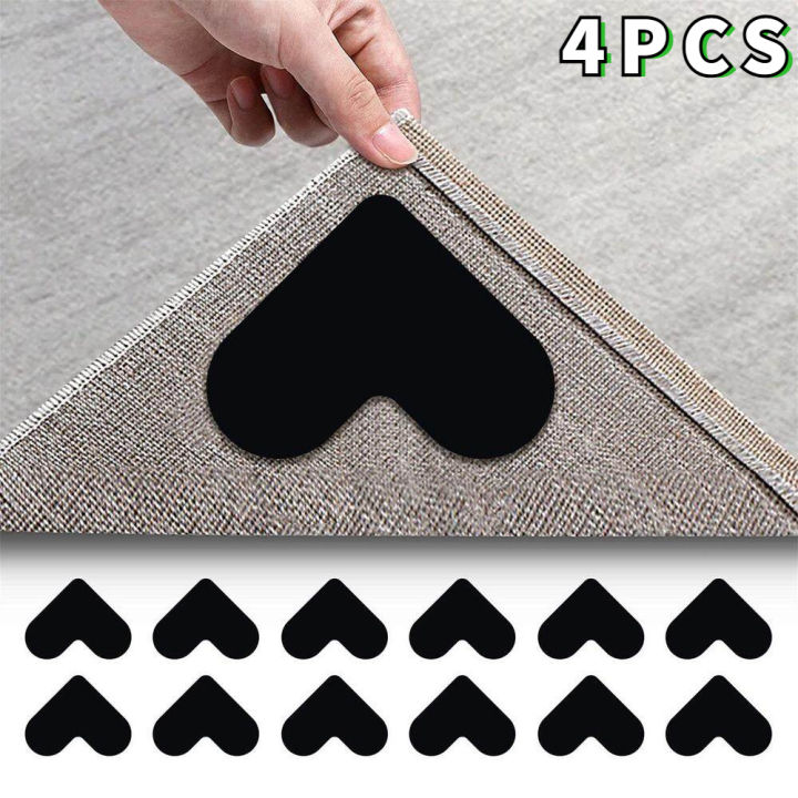 4pcs Rug Carpet Mat Grippers Non Slip Reusable Washable Silicone Grip