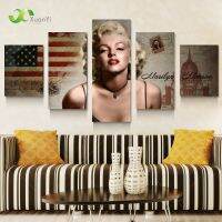 Lizhanmin อัลตร้าที่ทันสมัย5ชิ้น M Arilyn Monroe โปสเตอร์ผ้าใบภาพวาดสีน้ำมันภาพผนังสำหรับห้องนั่งเล่นตกแต่งบ้านผ้าใบศิลปะ Unframed