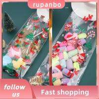 RUPANBO039392692 100PCS ของขวัญเทศกาล คุกกี้สแน็ค ที่เก็บการ์ตูน สายรัด มนุษย์หิมะ ซานต้า เอลค์ กระเป๋าใส่ของขวัญ ถุงขนมคริสต์มาส