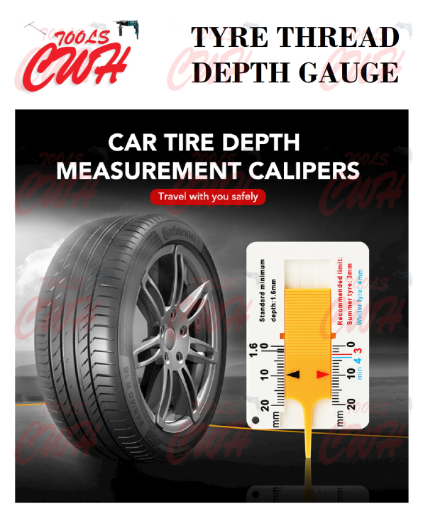CAR VEHICLE TYRE TIRE DEPTH MEASURE MEASURING TOOL MEASURER GAUGE Depthometer UKUR BUNGA TAYAR ...