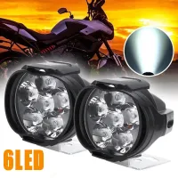 2pcs 6LED Auxiliary Headlights Spotlights Motorcycle Fog Light Electric Car Scooter White Lamps Waterproof Modified Light Bulb