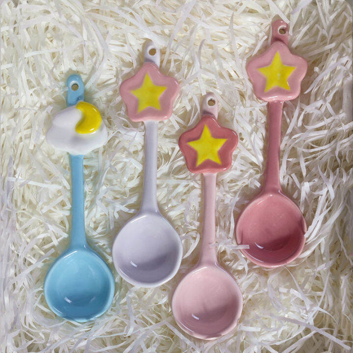 dessert-spoon-pink-spoon-lovely-spoon-girls-spoon-star-spoon-childrens-spoon-ceramic-spoon