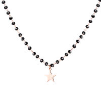 Double Layer Black Crystal Beads Stainless Steel Necklace For Women Star Heart Moon Devils Eye Choker Summer Necklace wholesale