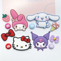 Kuromi Cinnamoroll เครื่องประดับอัญมณี DIY เสน่ห์3D แพทช์พวงกุญแจ Kawaii ตกแต่ง Aksesoris Sepatu 5ชิ้น