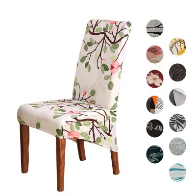 【lz】☍  Floral Impresso High Back Chair Cover vestido elástico para sala de jantar banquete de casamento Home Decor Case tamanho XL M