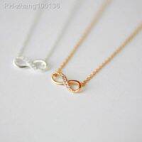 New Tiny Infinity Crystal Pendant Necklaces For Women Choker Lucky Number Eight Geometric Gold/Silver Color Long Chain Necklace