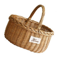 Picnic Woven Basket Creative Tote Flower Container Willow Weaving Picnic Basket Portable Outdoor Fruit Storage Holder Laundry