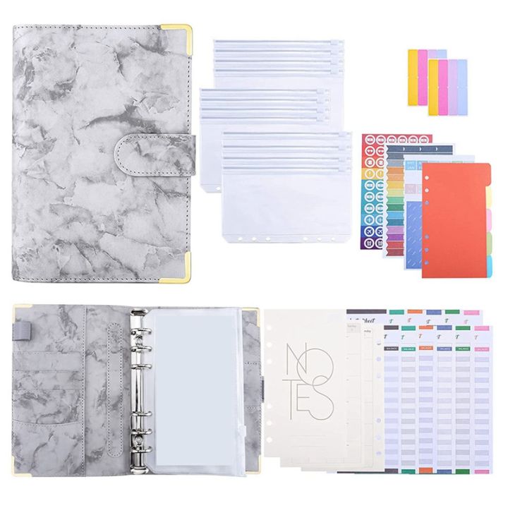49pc-budget-binder-marble-print-pu-binder-budget-planner-organizer-with-envelopes-expense-budget-sheets-for-budgeting