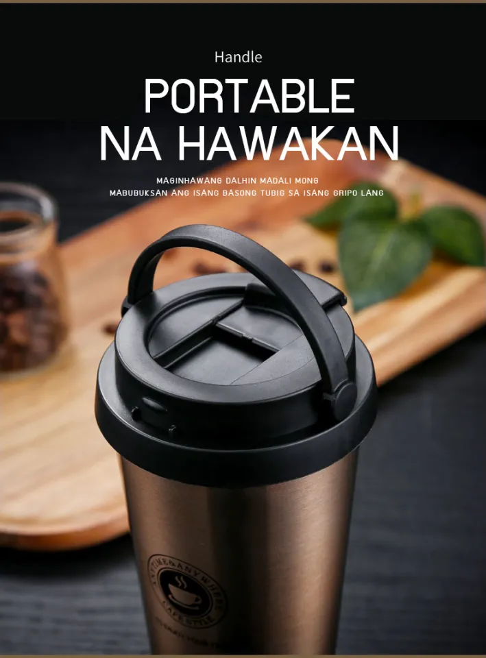 With　Lazada　Mug　Cup　Outdoor　Double　Lid　Portable　Vacuum　Mug　Tumbler　for　500ml/17oz　Water　Coffee　Cold　flask　Travel　Eco-Friendly　Insulation　Hot　Vacuum　steel　Stainless　Double　Wall　and　Thermos　and　Drinkware　PH