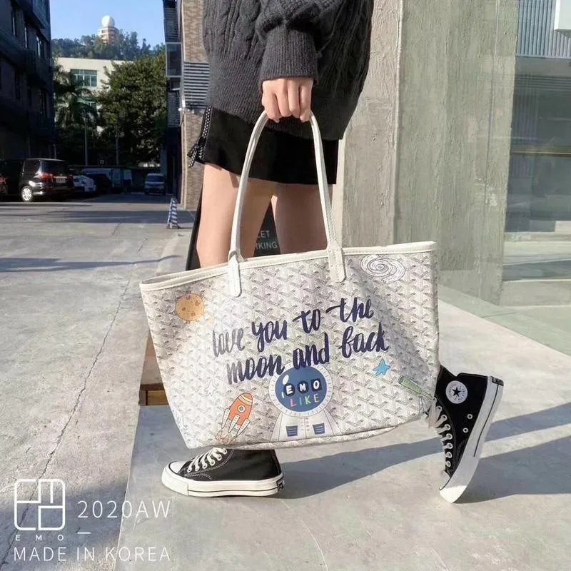 Ready Stock goyard bag 2020 Korea Dongdaemun Dog Tooth EMO Vegetable Basket Tote  Handbag Child Mother