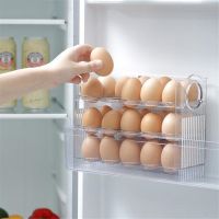 New 3 Layer Flip Egg Storage Box 30 Grid Egg Holder Container Fresh keeping Case Dispenser Tray Refrigerator Egg Organizer