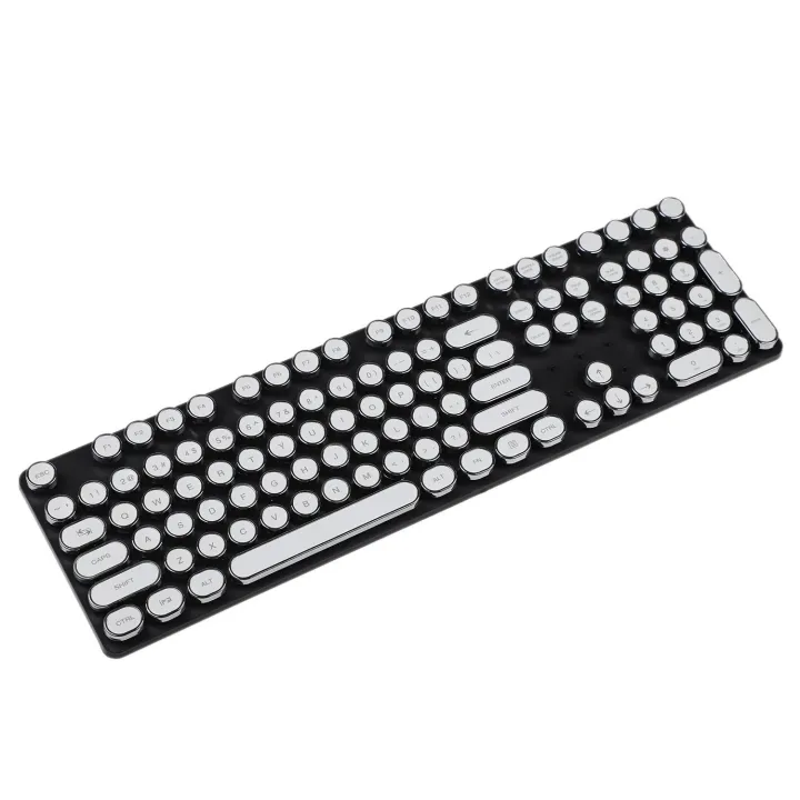 108 Key Typewriter ABS Keycap Set White Black Pink Blue Gold Rim For MX