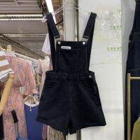 straps shorts straight wide-legged show thin denim high waist conjoined trousers韩版复古减龄背带短裤2021夏季宽松直筒阔腿高腰显瘦牛仔连体裤子