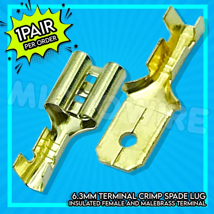 6.3mm Terminal Crimp Spade Lug Insulated Male & Female Brass Terminal