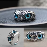 แหวนนกฮูกตาแมวสีฟ้าสร้างสรรค์การค้าต่างประเทศแหวนสัตว์น่ารักที่ไม่ซ้ำใคร