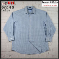 Tommy Hilfiger®แท้ อก 48 ไซส์ XXL เสื้อเชิ้ตผู้ชาย ทอมมี่ ฮิลฟิกเกอร์ สีน้ำเงิน เสื้อแขนยาว เนื้อผ้าดีสวยๆ