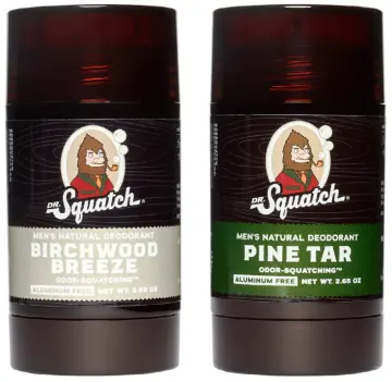 Dr. Squatch Natural Deodorant for Men – Odor-Squatching Men's Deodorant  Aluminum Free - Pine Tar + Birchwood Breeze (2.65 oz, 2 Pack)