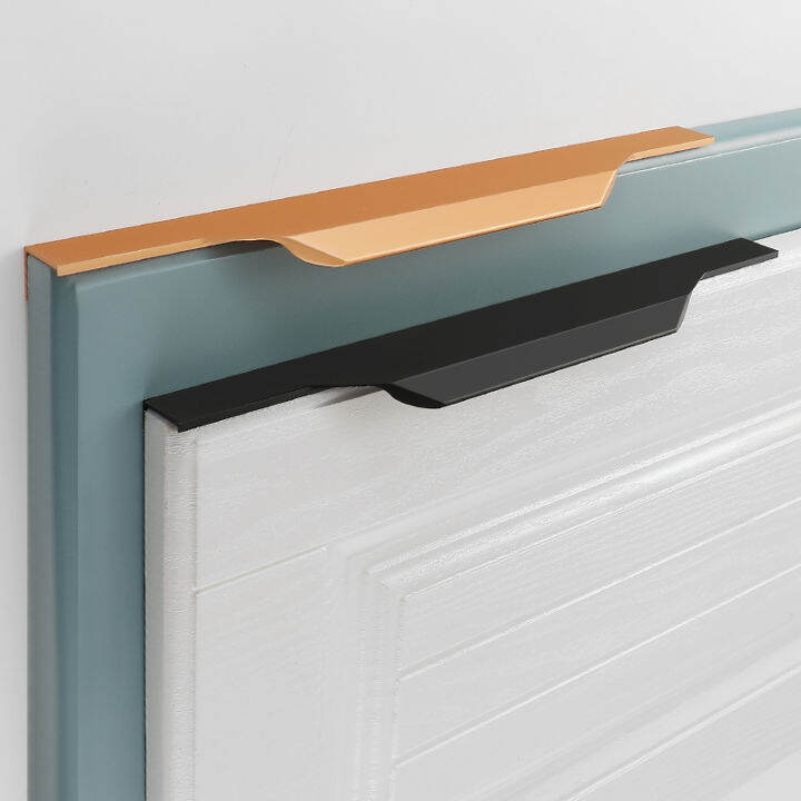 Customized extralong wardrobe dark handle door drawer golden