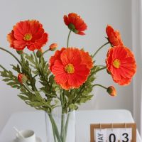 【hot】▤○✘  Luxury real touch poppy flower with Fake Leaves artificial flowers home decor flores artificiales gifts Poppies