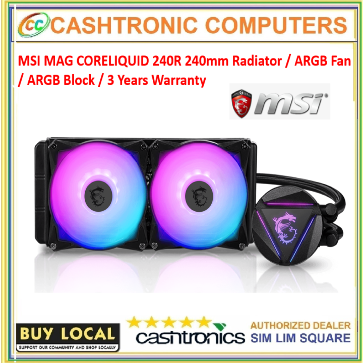 MSI MAG CORELIQUID 240R AIO Cooler 240mm Radiator / ARGB Fan / ARGB ...