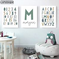 Custom Name Wall Art Digital Table Canvas Painting Alphabet Wall Posters Nursery Poster Rainbow Art Prints Baby Boys Room Decor