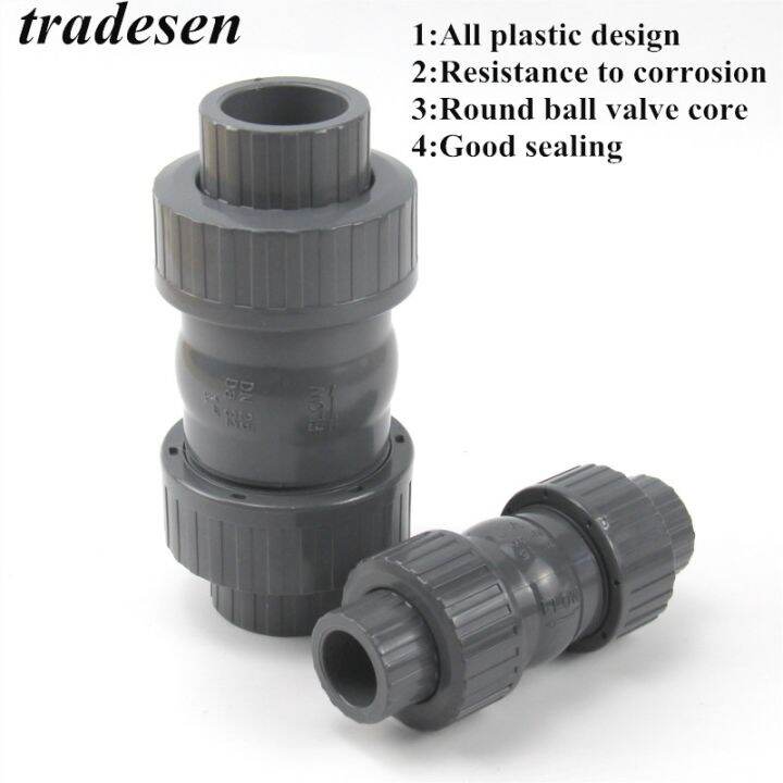 1Pcs I.D20mm63mm PVC Check Valve Double Union One Way NonReturned