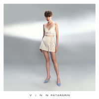 Vinn Patararin - Skirt slit in beige กระโปรงสั้น มินิ กระโปรงผ่า