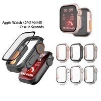 สําหรับ Apple Watch IWatch Series 45 มม. 41 มม. 44 มม. 40 มม. เคส PC แบบแข็ง กระจกนิรภัย ป้องกันหน้าจอ ฝาครอบป้องกัน เปลี่ยนเป็น Ultra 49 มม. 【BYUE】