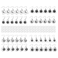 108 Pieces Stainless Steel Earring Blanks Wire Hooks Bezel Trays with 12 mm Glass Cabochons Setting for Jewelry Making DIY Craft