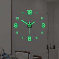 ZZOOI Wall Clock Simple Luminous Digital Clock European Style DIY Silent Wall Clock Study Living Room Punch-Free Wall Sticker Clock