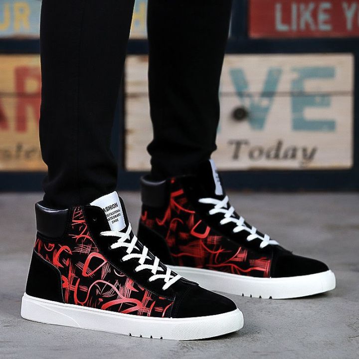 new-mens-high-top-canvas-shoes-mens-trend-spring-and-summer-all-match-student-casual-sports-board-shoes-mens-lace-up-mens-shoes-รองเท้าผ้าใบหุ้มข้อสูงสำหรับผู้ชายรุ่นใหม่รองเท้ากีฬาลำลองสำหรับนักเรียน