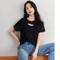COD dsdgfhgfsdsss [T-shirt] sexy round neck hollow-out T-shirt womens short-sleeved design pullover small top SJ788