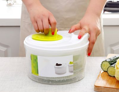 เครื่องปั่นสลัดสีเขียวผักกาดหอมเครื่องซักผ้าเครื่องอบแห้ง Crisper กรองสำหรับซักอบแห้งใบผักเครื่องมือทำครัว