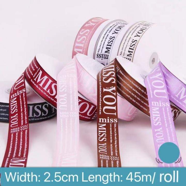 50 Yards/Roll 2.5 cm Decorative Ribbon English Ribbon Missing Ribbon Gift Wrapping Silk Lazada PH